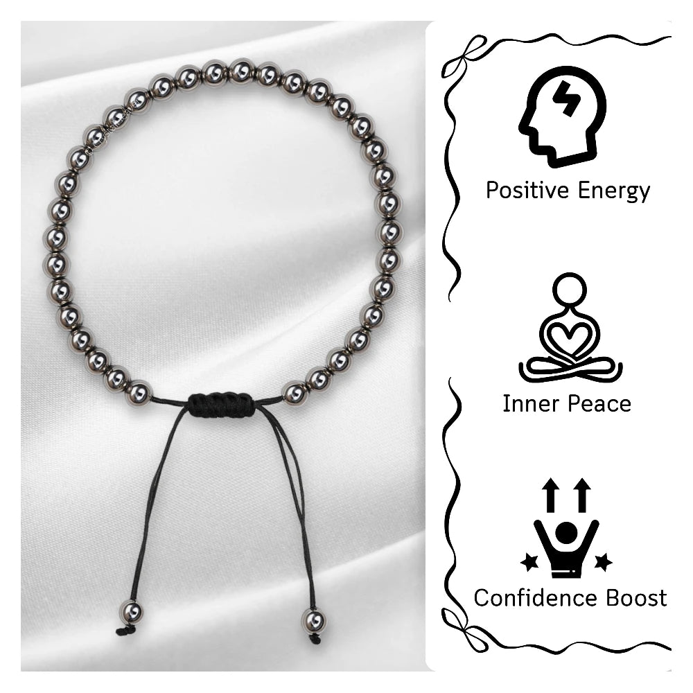 Silver Hematite Anklet (Without Knot)
