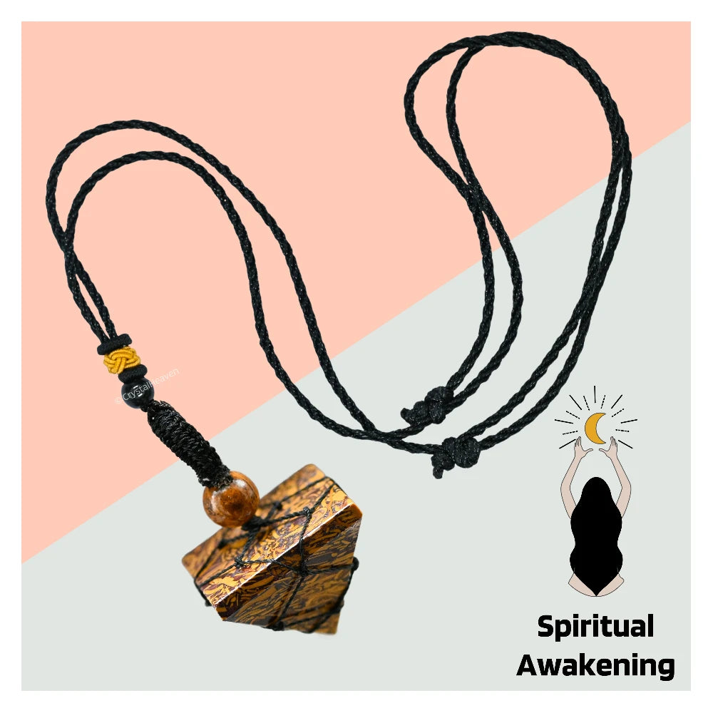 Mariyam Jasper Pyramid Macrame Pendant Necklace