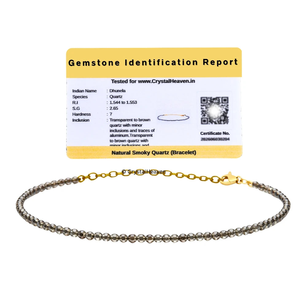 Smoky Quartz Bracelets - 2mm Faceted Beads (Gold)
