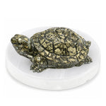 Natural Pyrite Tortoise Kachhua with Selenite Plate