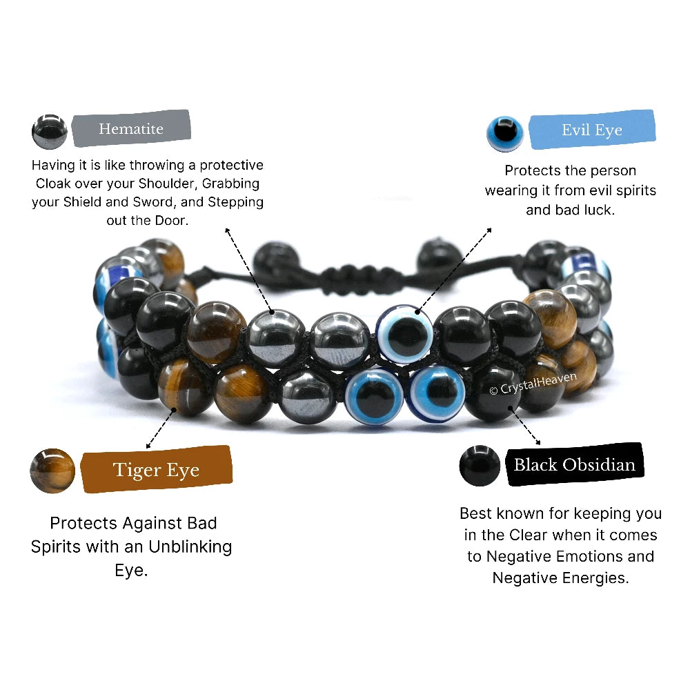 Evil Eye Bracelet for Men Women (Double Layer)