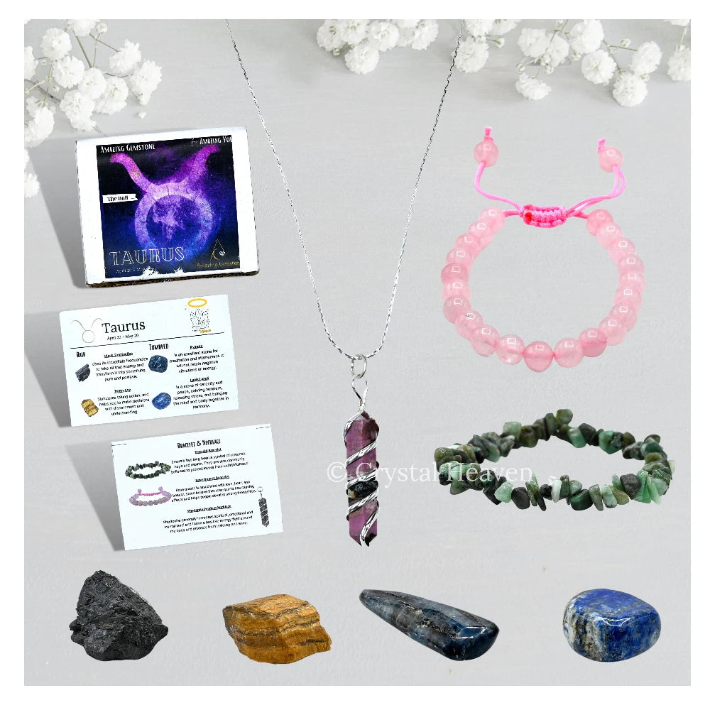 Taurus Healing Crystals and Stones Premium Set