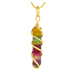 Fluorite Necklace - Spiral Pencil Point (Gold)