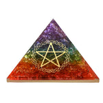 7 Chakra Onyx Orgone Pyramid (Pentacle)