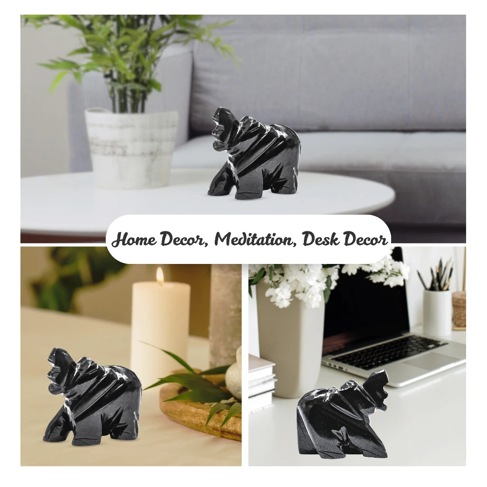 Black Agate Crystal Elephant