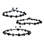 Anti Swelling Black Obsidian Hematite Set Of 3 Anklet (Hand Knotted)