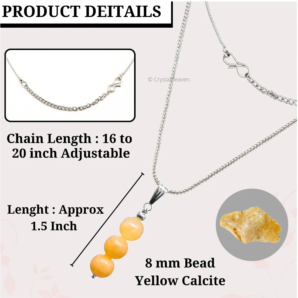 Yellow Calcite Crystal Bead Necklace (Silver)