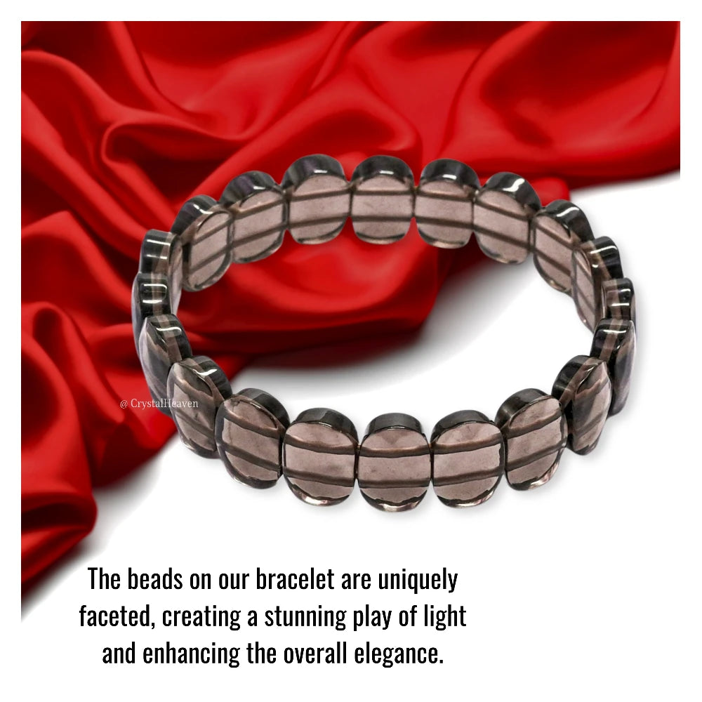 Smoky Quartz Faceted Beads Bracelet - Oval Stone