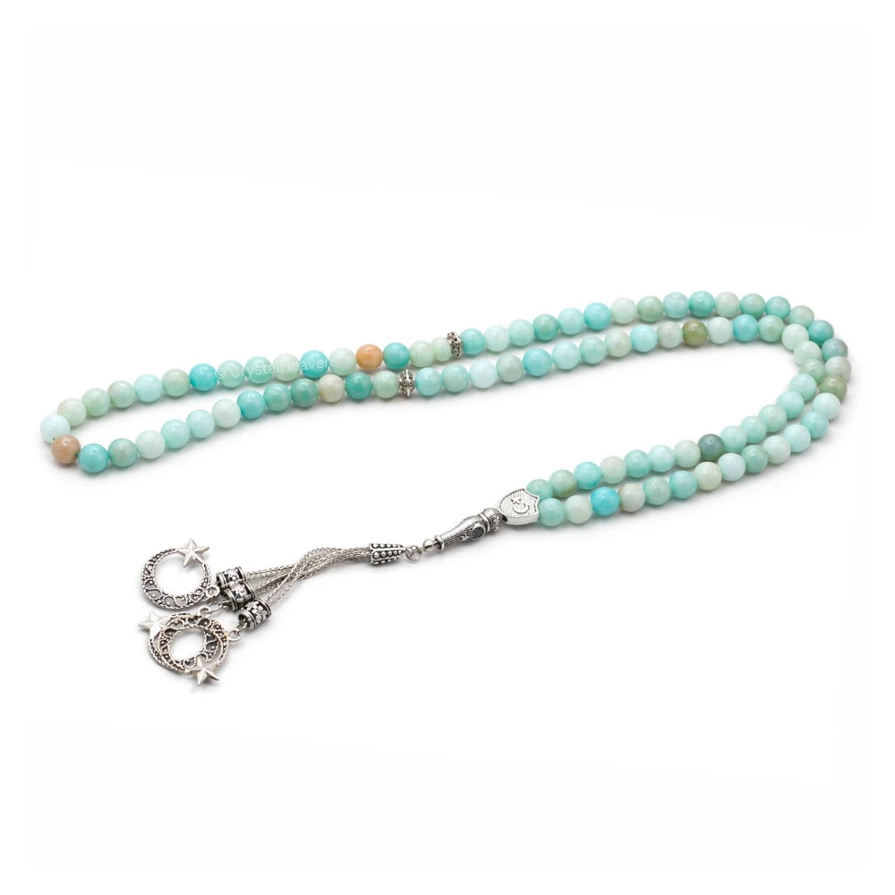 Amazonite Crystal Tasbih (Silver)