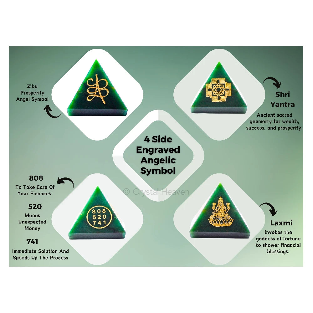 Laxmi Zibu Money Pyramid - Green Aventurine Crystal Pyramid
