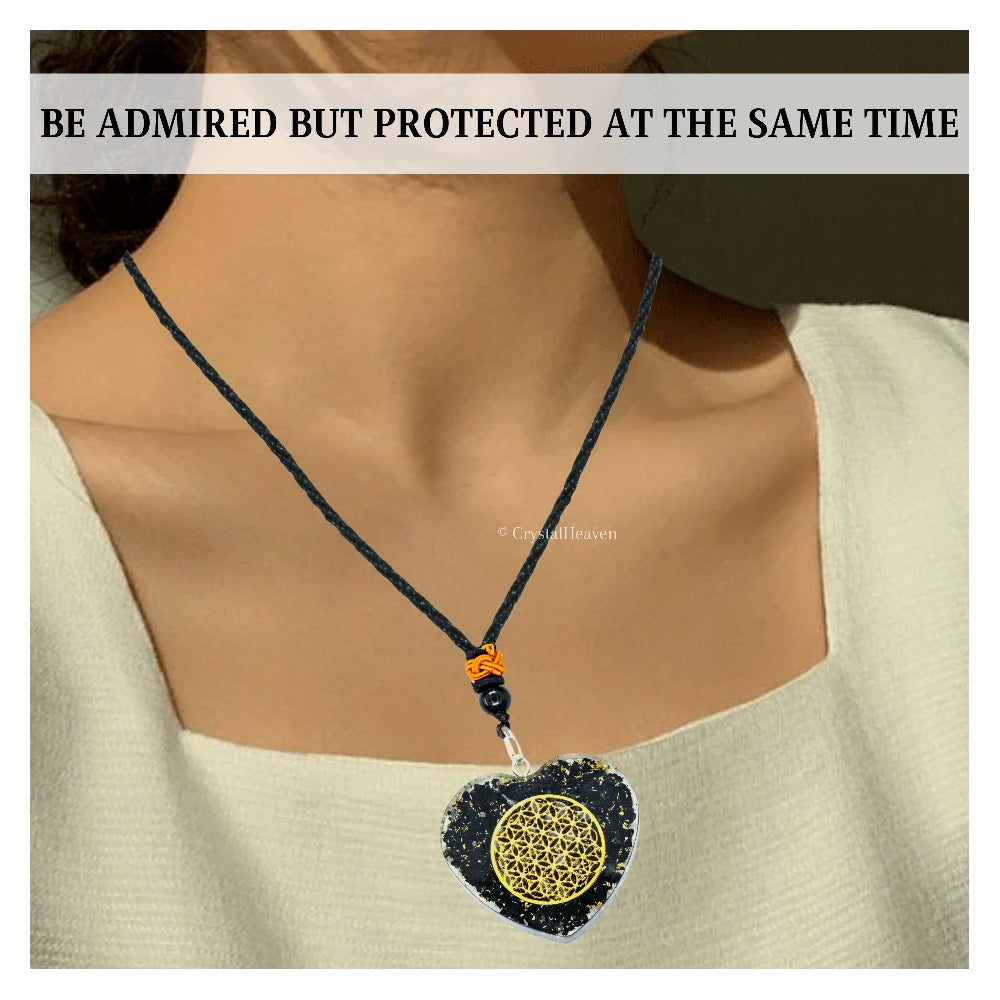 Shungite Necklace - Flower of Life(Heart)