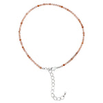 Orange Rutilated Quartz Anklet - 2mm Faceted Beads (Silver)