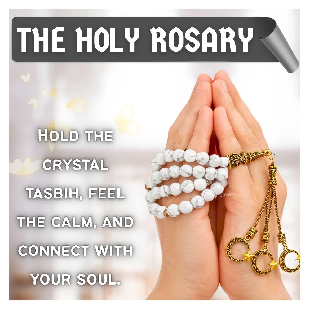 Howlite Crystal Tasbih (Gold)
