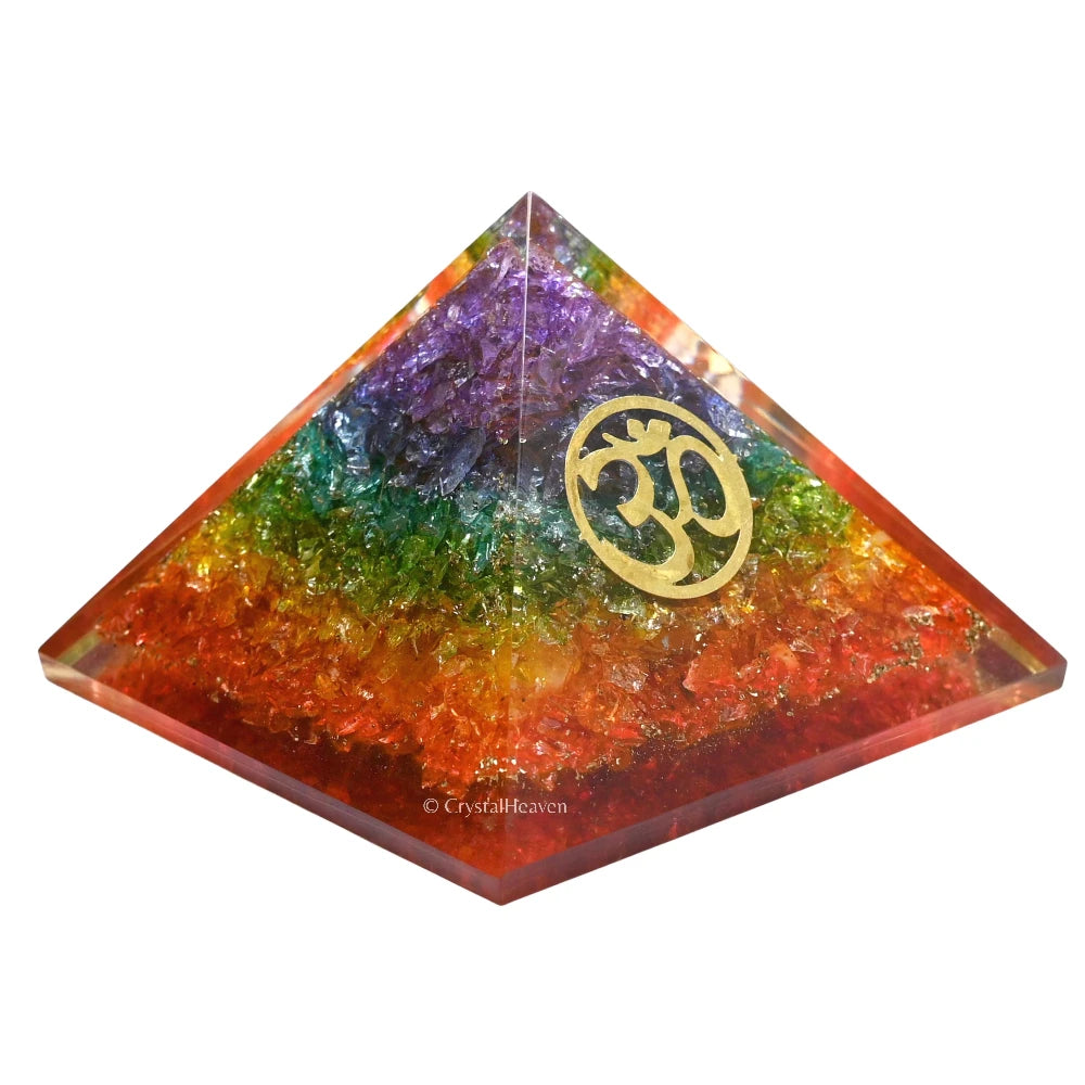 7 Chakra Onyx Orgone Pyramid (Samll OM)