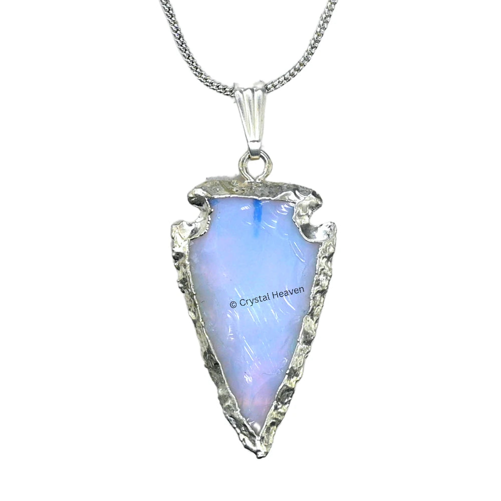 Opalite Arrow Head Pendant - Silver  Plated
