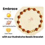 6mm Rudraksha Bracelet (Gold Chain)