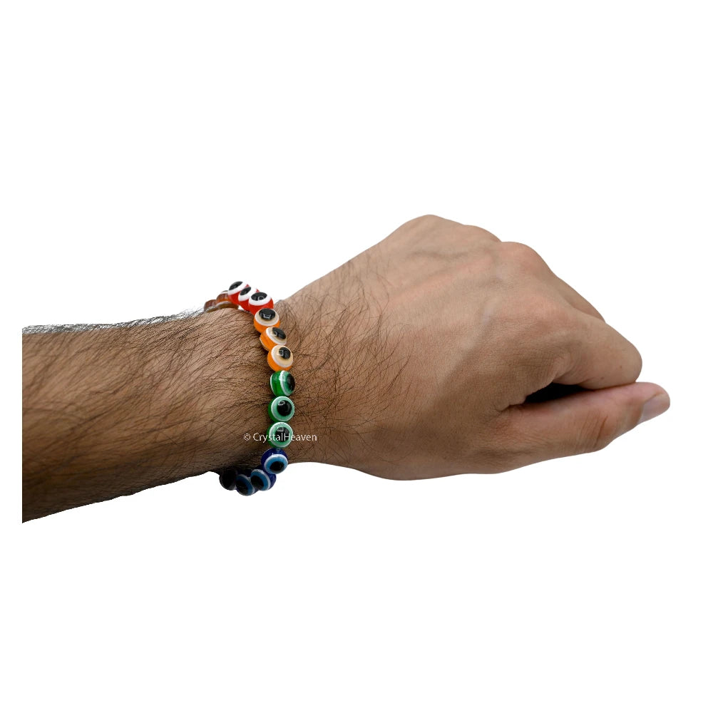 Multi Evil Eye Bracelet (3 By 3 Beads)