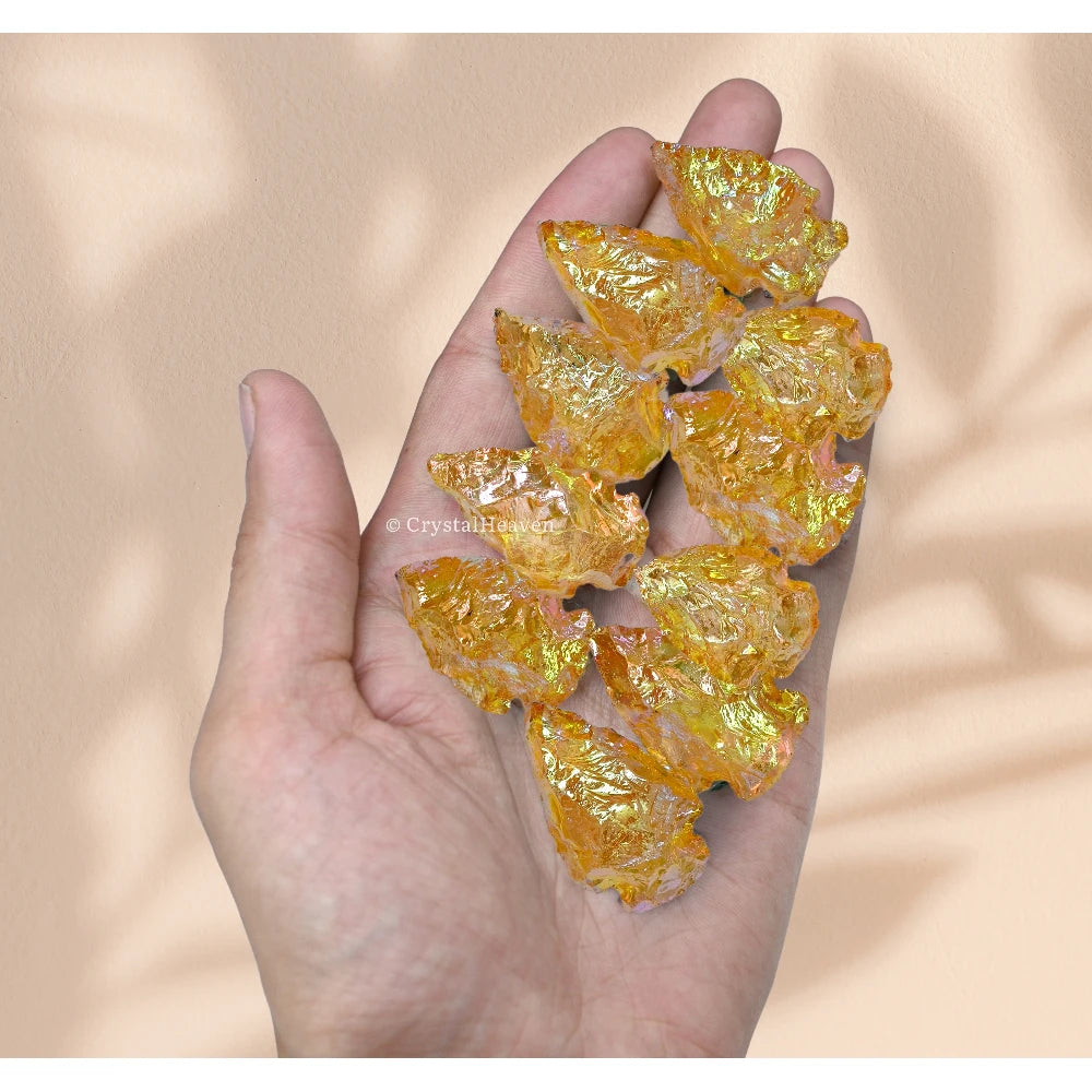 Yellow Aura Quartz Arrowhead - 1" to 1.5"