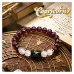 Capricorn Bracelet (मकर राशि) - Garnet & Milky Quartz