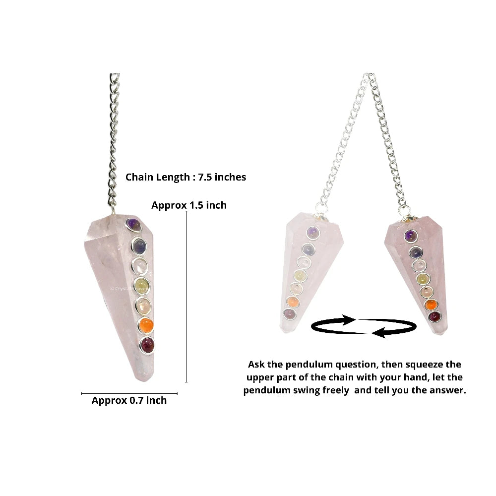 Rose Quartz Pendulum with Chakra Beads