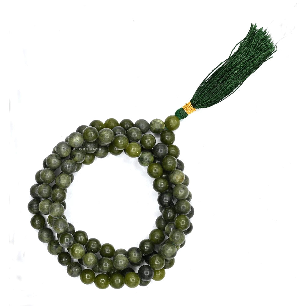 Green Jade Japa Mala (Without Knot)