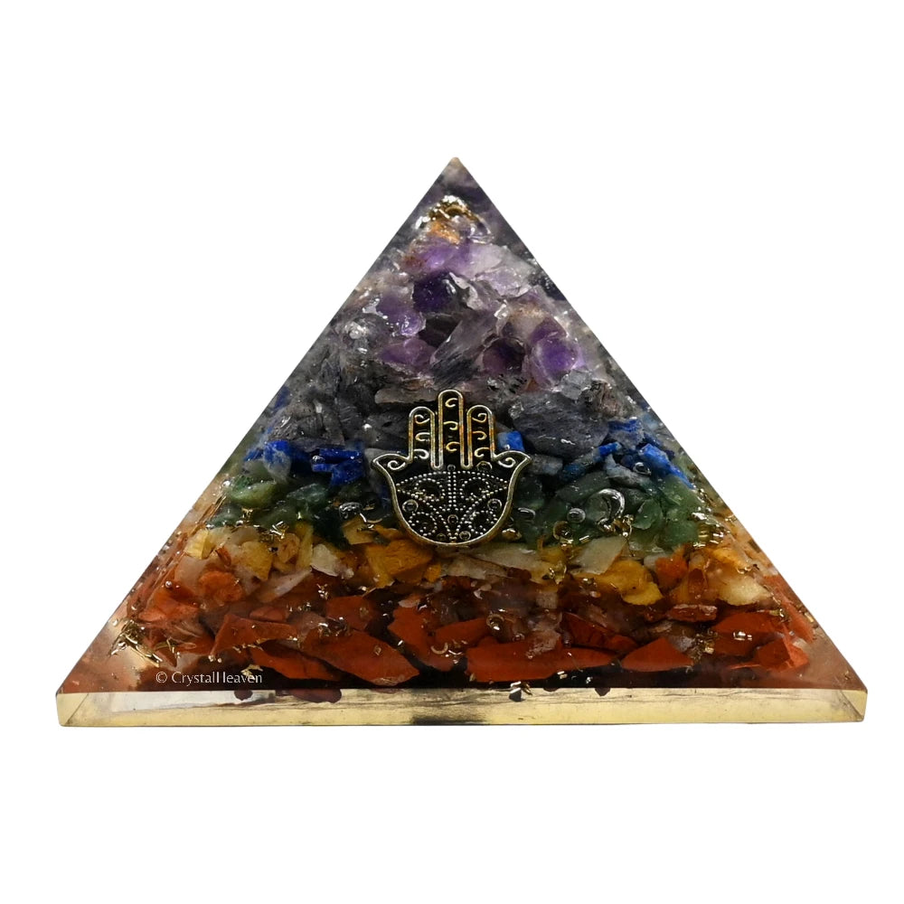 7 Chakra Orgone Pyramid (Small Hamsa)