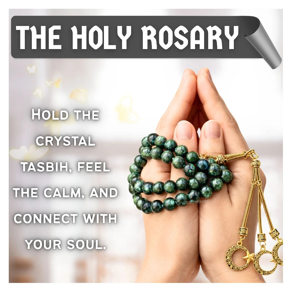 Kambaba Jasper Crystal Tasbih (Gold)