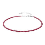 Pink Garnet Anklet - 2mm Faceted Beads (Silver)