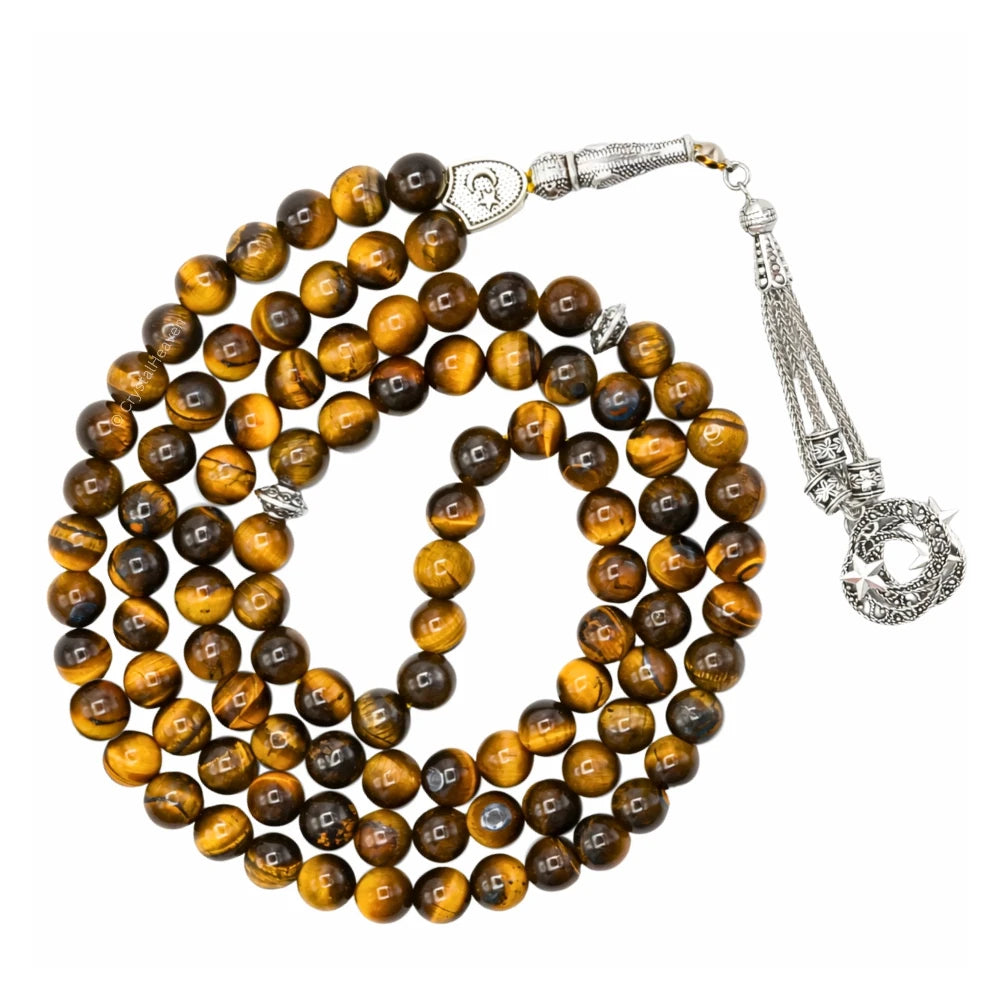 Tiger Eye Crystal Tasbih (Silver)
