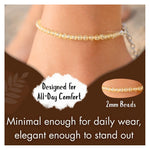 Lemon Quartz Anklet - 2mm Faceted Beads (Silver)