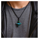 Moss Agate Pyramid Macrame Pendant Necklace