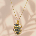 Raw Pyrite Pendant (Gold Cage)
